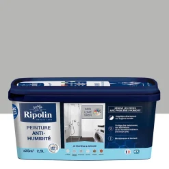 Peinture anti-humidité intérieur satin gris lome 2,5L^Ripolin