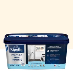 Peinture anti-humidité intérieur satin blanc cassé 2,5L-Ripolin Clearance