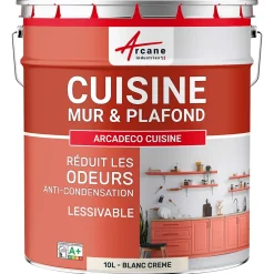Peinture cuisine lavable, mur et plafond Blanc Crème - 10 L -^Arcane Industries Clearance