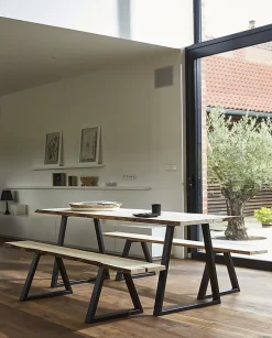 Pied de banc modèle trapèze H. 40 cm métal noir-Mottez Online