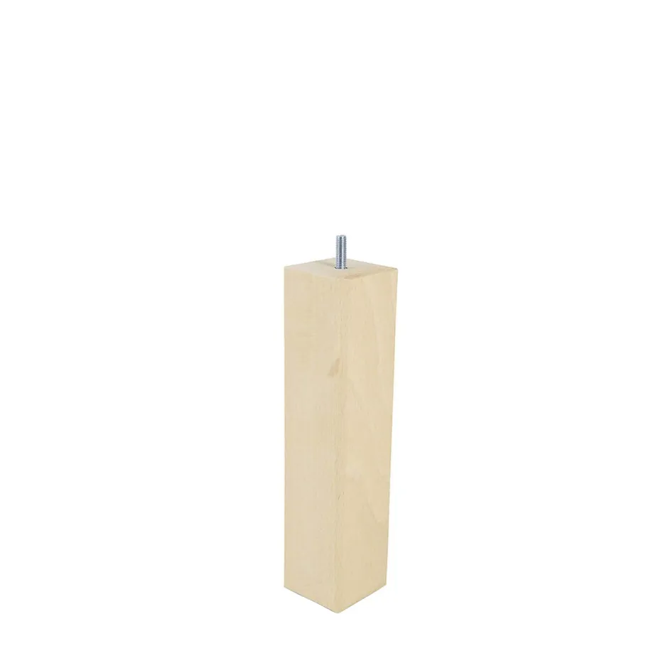 Pied de lit carré en hêtre texture bois H. 25 x L. 5,5 cm-Bar plus Clearance