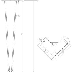 Pied de meuble en triangle en acier noir Cime H. 71 cm^ Best