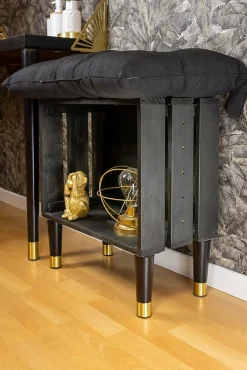 Pied de meuble fuseau en bois noir et doré Cime H. 16 cm^ Clearance