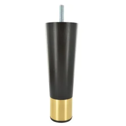 Pied de meuble fuseau en bois noir et doré Cime H. 16 cm^ Clearance
