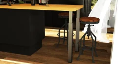 Pied de plan de travail carré en acier époxy nickelé brossé Zoom H. 70 / 110 cm^Cime Hot