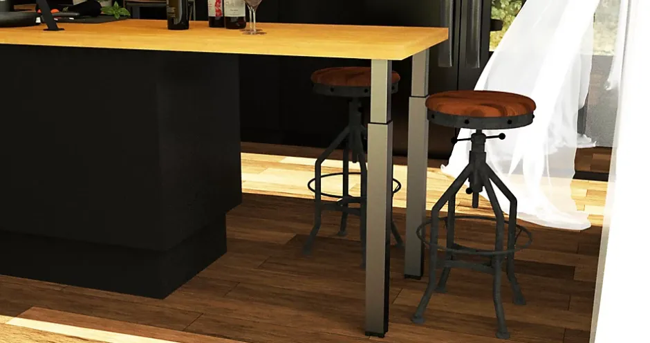 Pied de plan de travail carré en acier époxy nickelé brossé Zoom H. 70 / 110 cm^Cime Hot