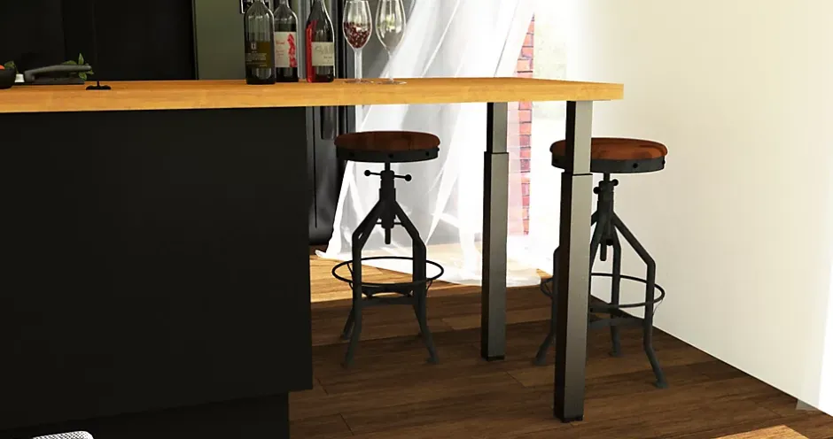 Pied de plan de travail carré en acier époxy nickelé brossé Zoom H. 70 / 110 cm^Cime Hot