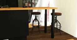 Pied de plan de travail carré en acier époxy noir Zoom H. 70 / 110 cm^Cime New