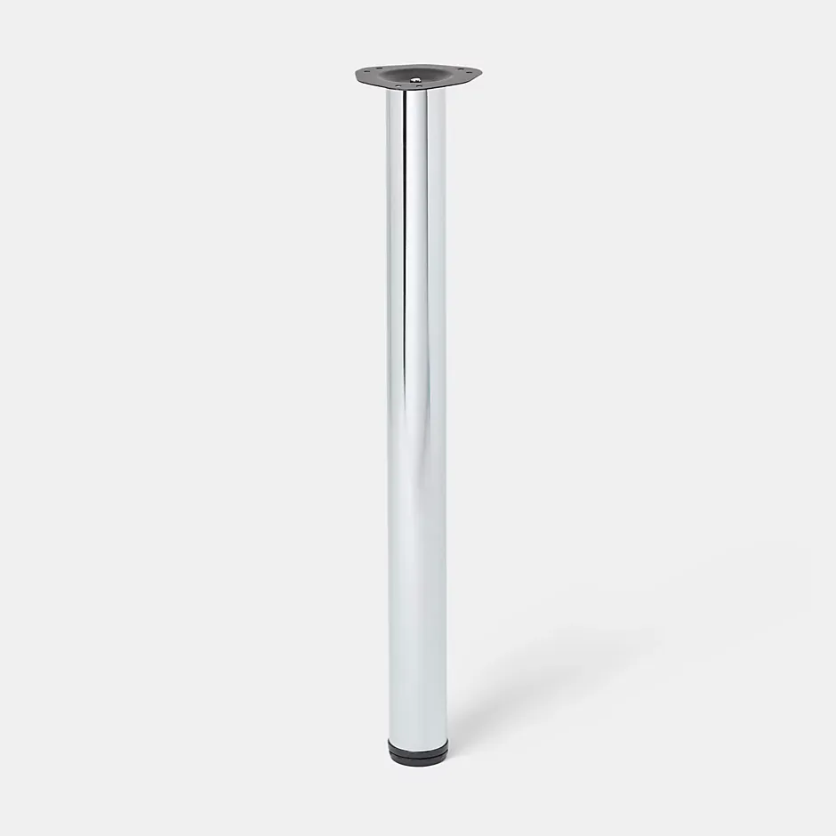 Pied de plan de travail Nantua H. 87.5 cm / 90 cm x ø 6 cm chromé, 1 pièce^GoodHome Online