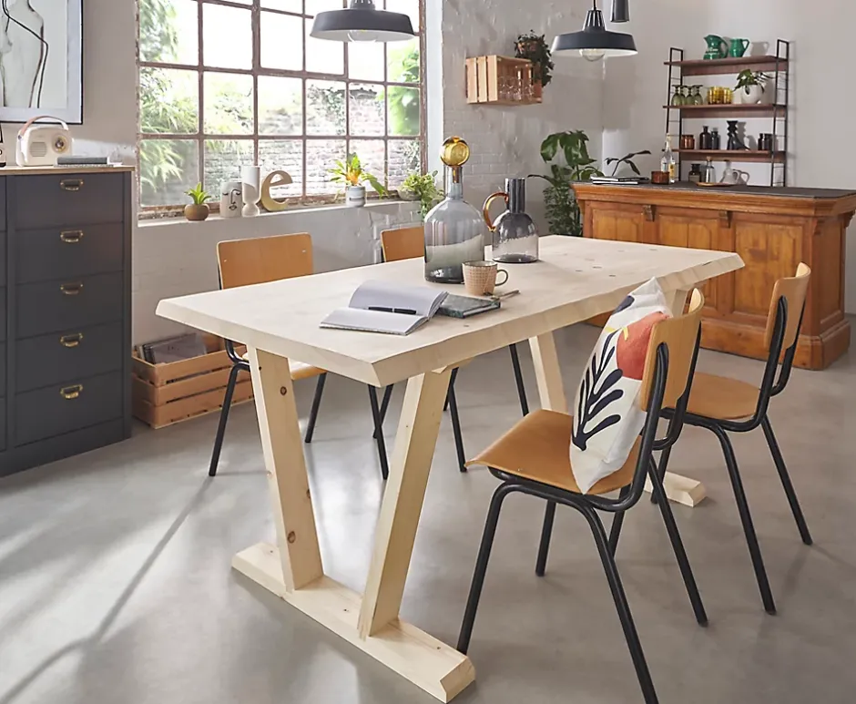 Pied de table bois brut L.79 x 7 H.4 cm- Sale