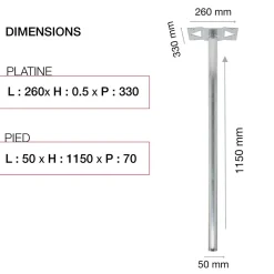 Pied elliptique Aluminium brut-Renz Outlet