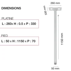 Pied elliptique Blanc neige brillant RAL 9016B^Renz