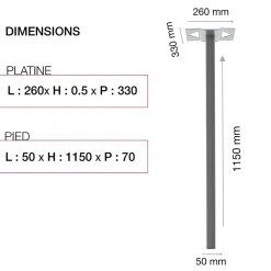 Pied elliptique Gris RAL 7037 M^Renz Sale
