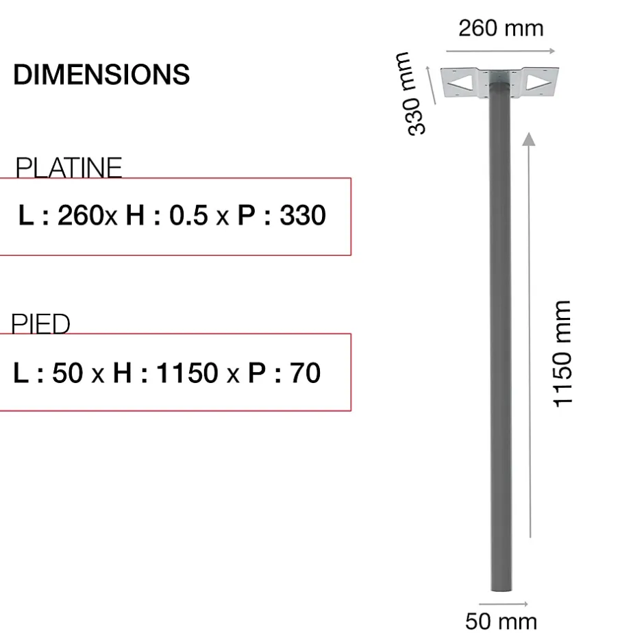 Pied elliptique Gris RAL 7037 M^Renz Sale