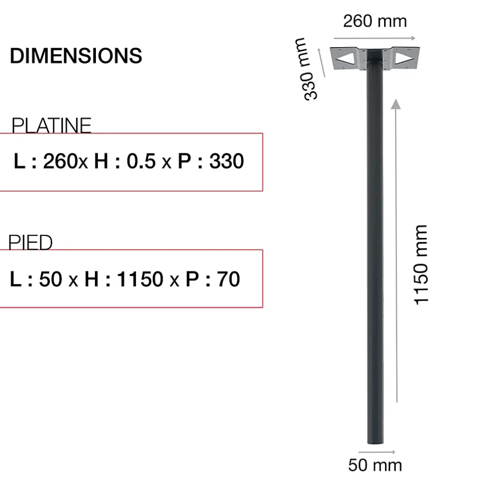 Pied elliptique Noir Sablé RAL 2100 MS^Renz Clearance