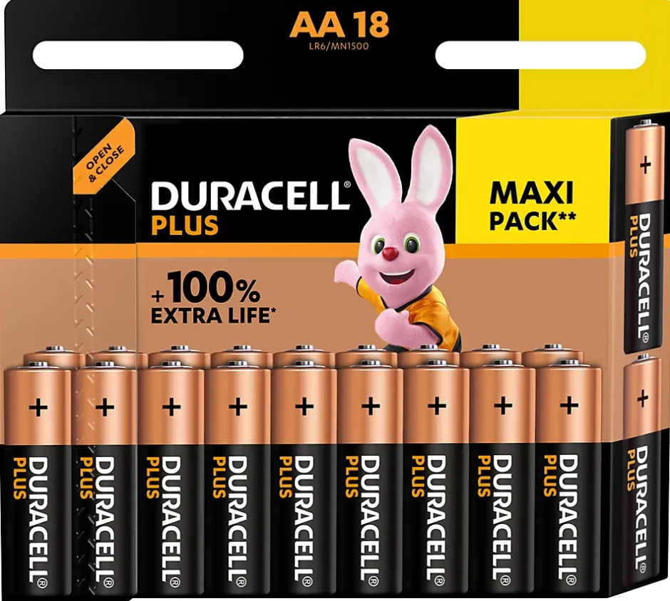 Pile alcaline AA (LR6) Plus, lot de 18-Duracell Outlet