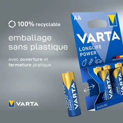 Pile alcaline AA (LR6) Long-life Power, lot de 4-Varta Hot