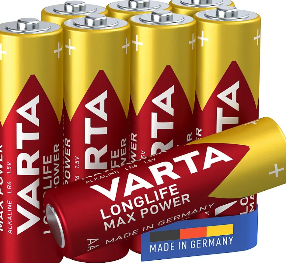 Pile alcaline AA (LR6) Long-life Max Power, lot de 8^Varta