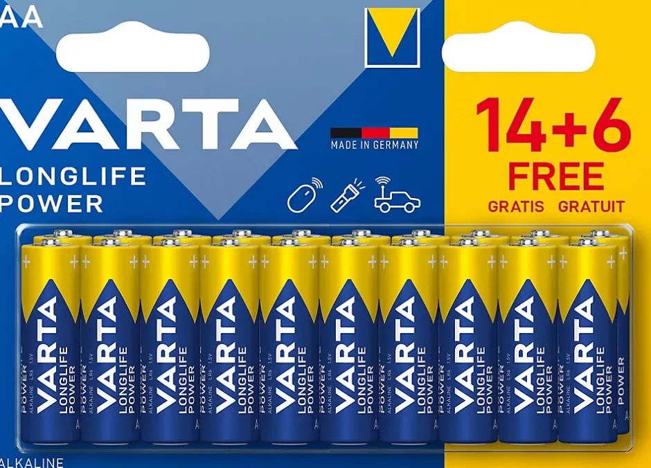Pile alcaline AA (LR6) Long-life Power, lot de 2-Varta Clearance