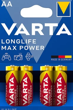 Pile alcaline AA (LR6) Long-life Max Power, lot de 4^Varta Hot
