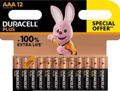 Pile alcaline AAA (LR03) Plus non rechargeable, lot de 12-Duracell