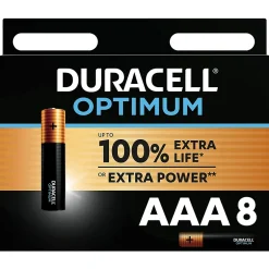 Pile alcaline AAA (LR03) Optimum, lot de 8^Duracell New