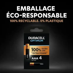 Pile alcaline AAA (LR03) Optimum, lot de 8^Duracell New