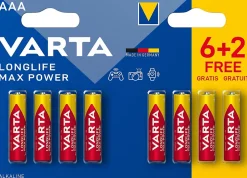 Pile alcaline AAA (LR03) Max Tech, lot de 6 + 2 gratuites^Varta Best