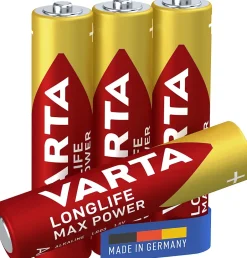 Pile alcaline AAA (LR03) Long-life Max Power, lot de 4^Varta Online