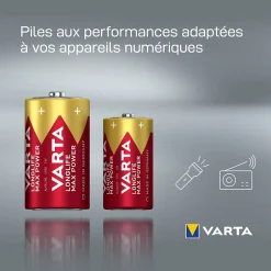 Pile alcaline D (LR20) Long-life Max Power D, lot de 2-Varta Online