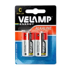 Pile alcaline, demi torche LR14 C, 1.5V, 2 pièces-Velamp Outlet