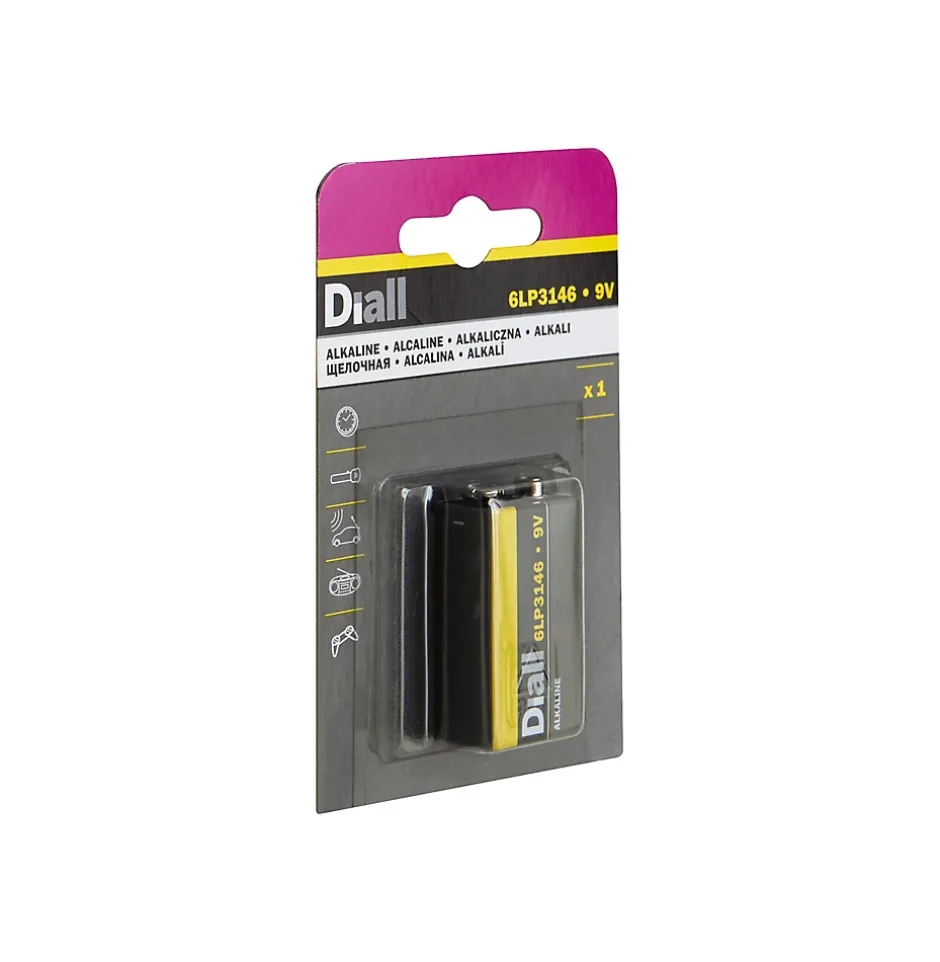 Pile alcaline PP3 (6LR51) , lot de 1^Diall Hot