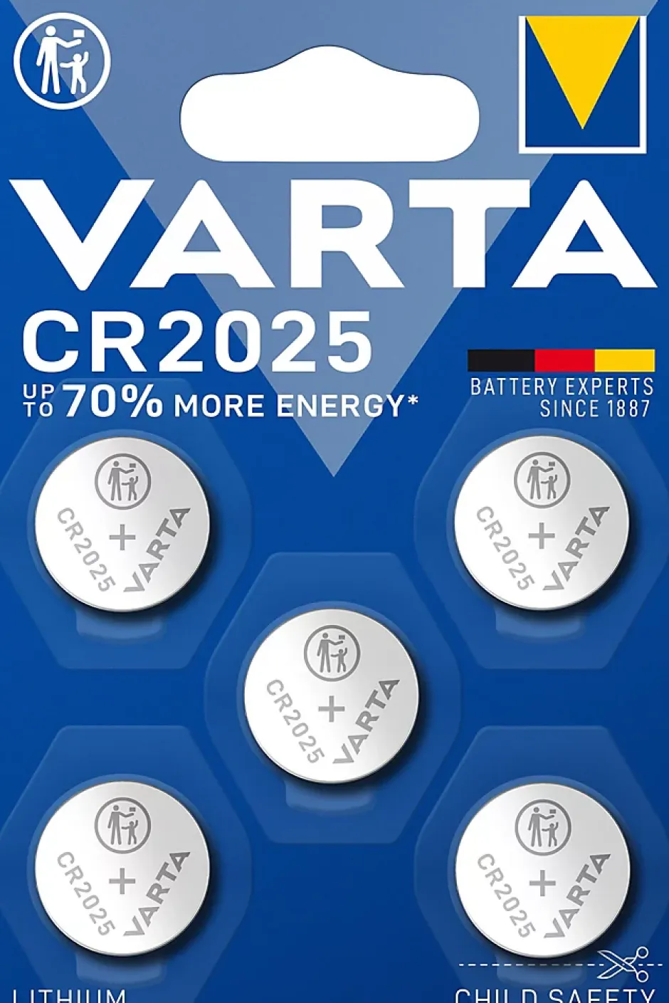 Pile au lithium CR2025 , lot de 5-Varta Hot
