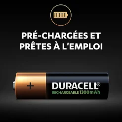 Pile rechargeable AA (LR6) 1300Mah, lot de 4^Duracell Best