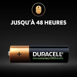 Pile rechargeable AA (LR6) 1300Mah, lot de 4^Duracell Best