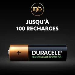 Pile rechargeable AA (LR6) 1300Mah, lot de 4^Duracell Best