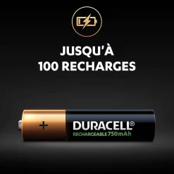Pile rechargeable AAA (LR03) 750Mah, lot de 4^Duracell Outlet