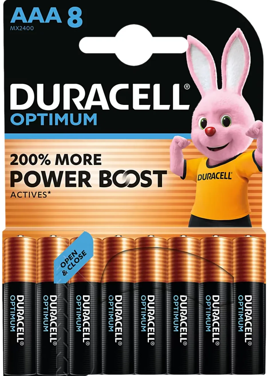 Piles alcaline AAA LR3 Optimum - lot de 8-Duracell Clearance