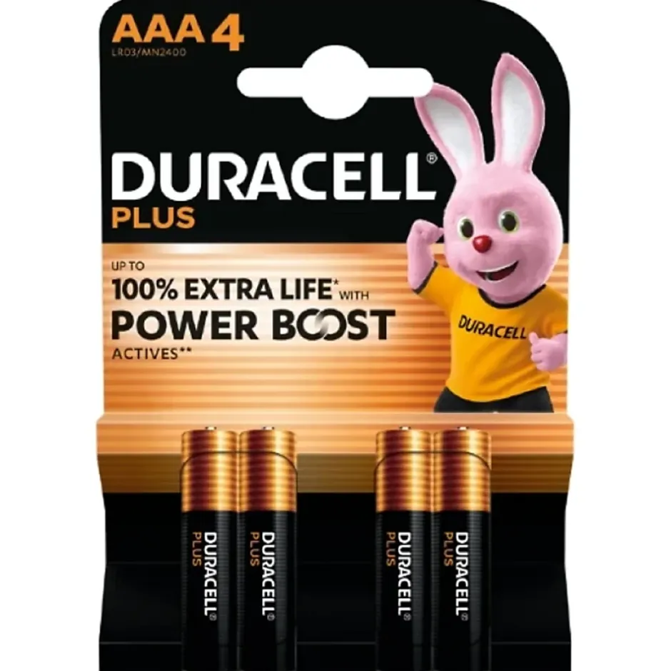 Piles alcaline AAA LR3 Plus Powerboost - lot de 4-Duracell Outlet