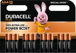 Piles alcaline AAA LR3 Plus Powerboost - lot de 12^Duracell Outlet