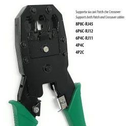 Pince à sertir 3 en 1. Pour connecteurs RJ45, RJ11, RJ12. Vert-Velamp Online