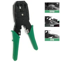 Pince à sertir 3 en 1. Pour connecteurs RJ45, RJ11, RJ12. Vert-Velamp Online