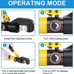 Pince à Sertir Hydraulique 10T avec 9 Matrices Hexagonales Course 12mm-Teeno Hot
