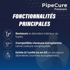 Presscare, Kit de 2 Diametres Alesoirs PVC pour Piscinistes en Aluminium Anodise, Lame en carbure disponible-Pipecure Online