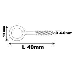 Piton à vis en acier zingué 40x17 mm - 4 pièces^Diall