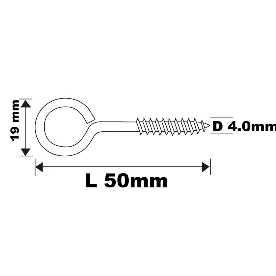 Piton à vis en acier zingué 50x19 mm - 2 pièces-Diall Discount