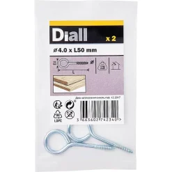 Piton à vis en acier zingué 50x19 mm - 2 pièces-Diall Discount