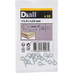 Piton à vis en acier zingué 10x9 mm - 16 pièces^Diall Outlet