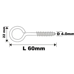 Piton à vis en acier zingué 60x27 mm - 6 pièces^Diall Online