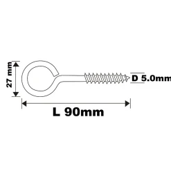 Piton à vis longs en acier zingué 90x32 mm - 5 pièces-Diall Discount